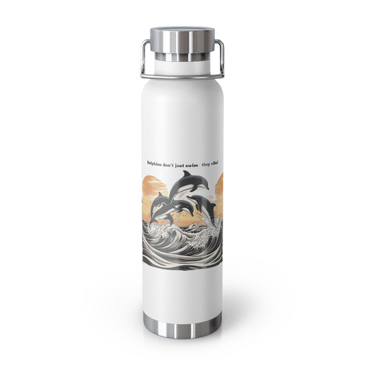 Dolphins Vibe Insulated Water Bottle - 22oz Copper Travel Flask