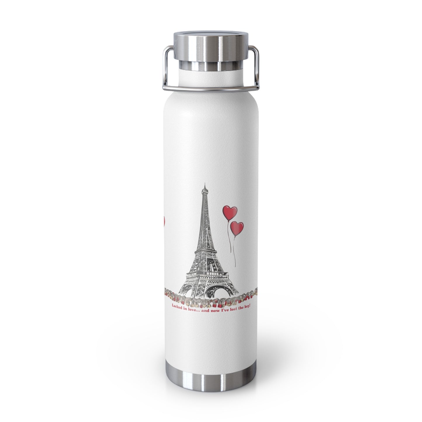 Love in Paris Insulated Water Bottle - 22oz Copper Travel Flask